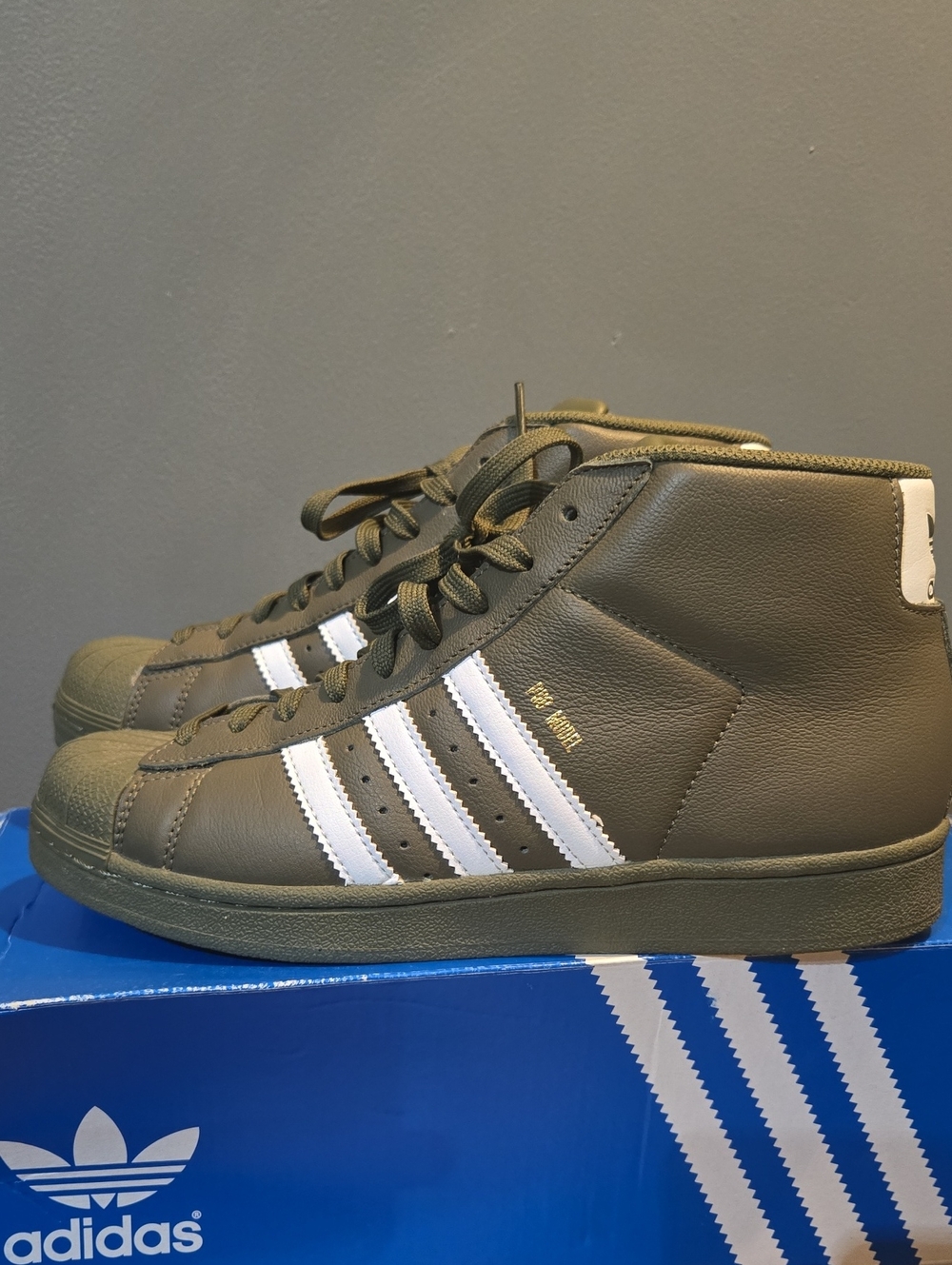 adidas Pro Model Mid in Olive Green and White